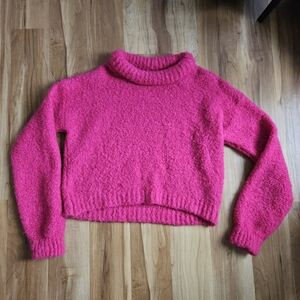 Something Navy Vibrant Pink Cowl Neck Sweater